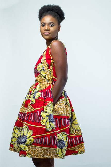 African floral print midi dress