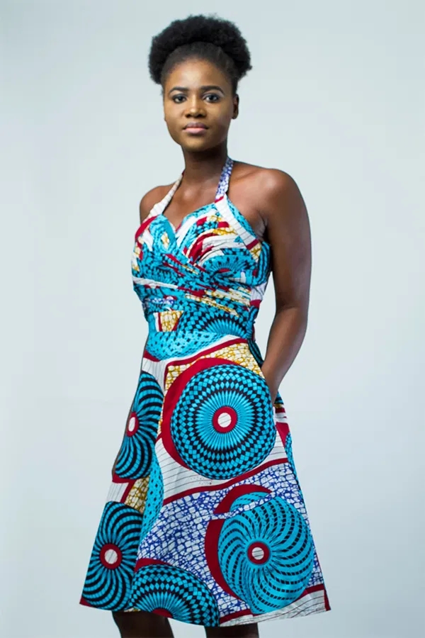 African tribal print pleated dress