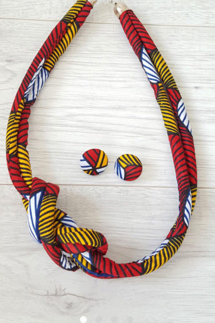 African wax print necklace and earring