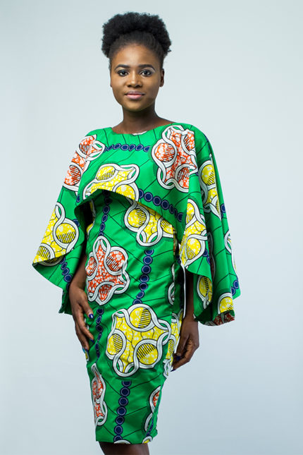 Afro Cubana African print shoulder flow dress