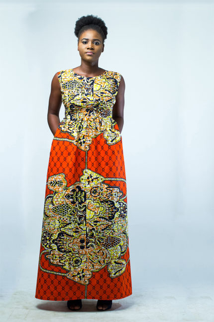 Burbberry Vintage African Wax Print Maxi Dress