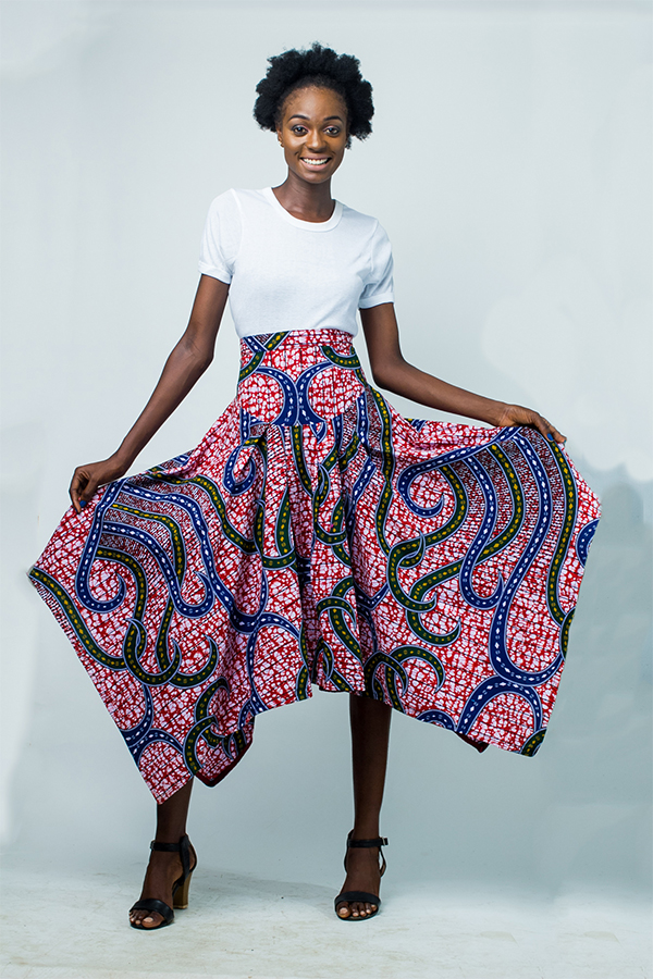 Elegant Ethnic vintage Ankara print midi skirt