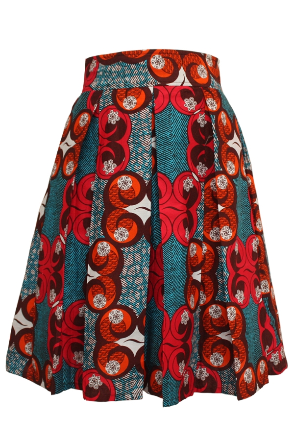 Nicole Ankara African Print Pleated Skirt