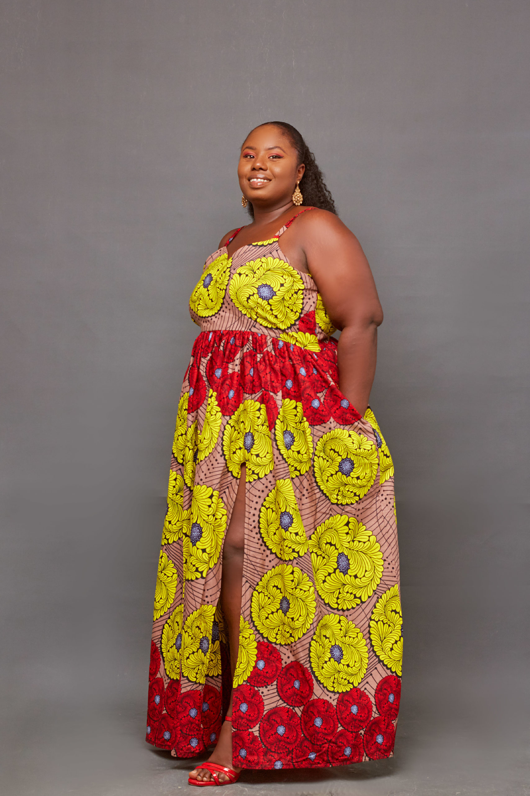 Yellow Casual Vacation Print Patchwork Backless A Line Plus Size