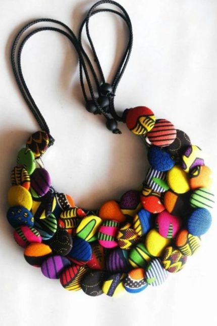 African print botton necklaces