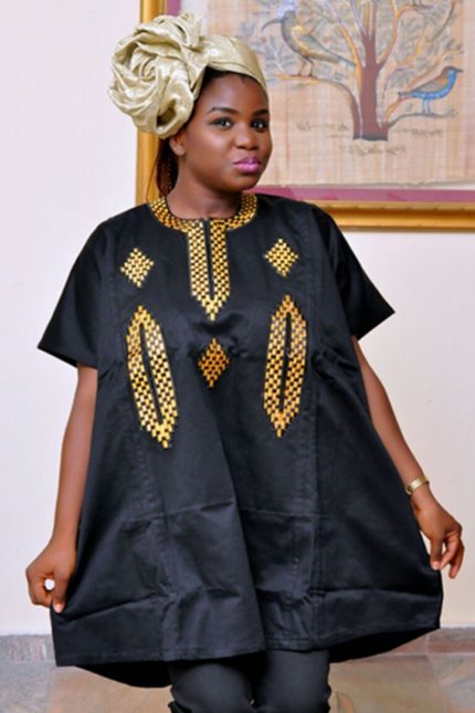 African traditional black dashiki top