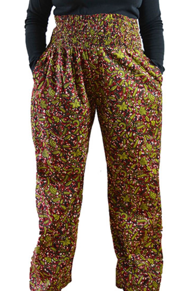 African wax pleated plus size trousers
