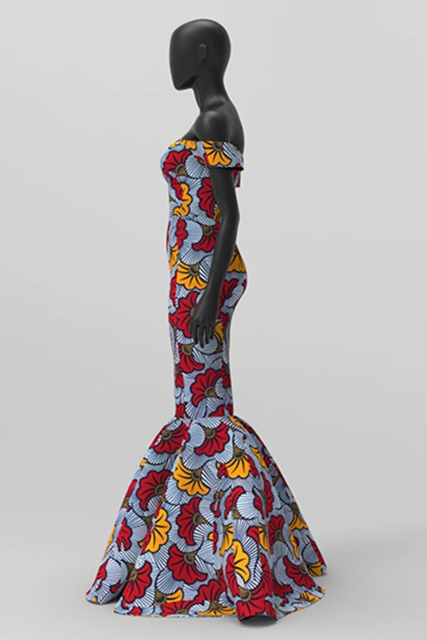 Coco African Print Off Shoulder Dress