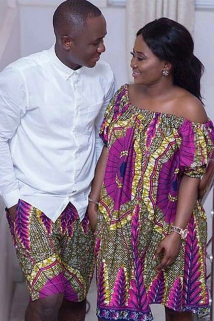Modern African print couple dresses