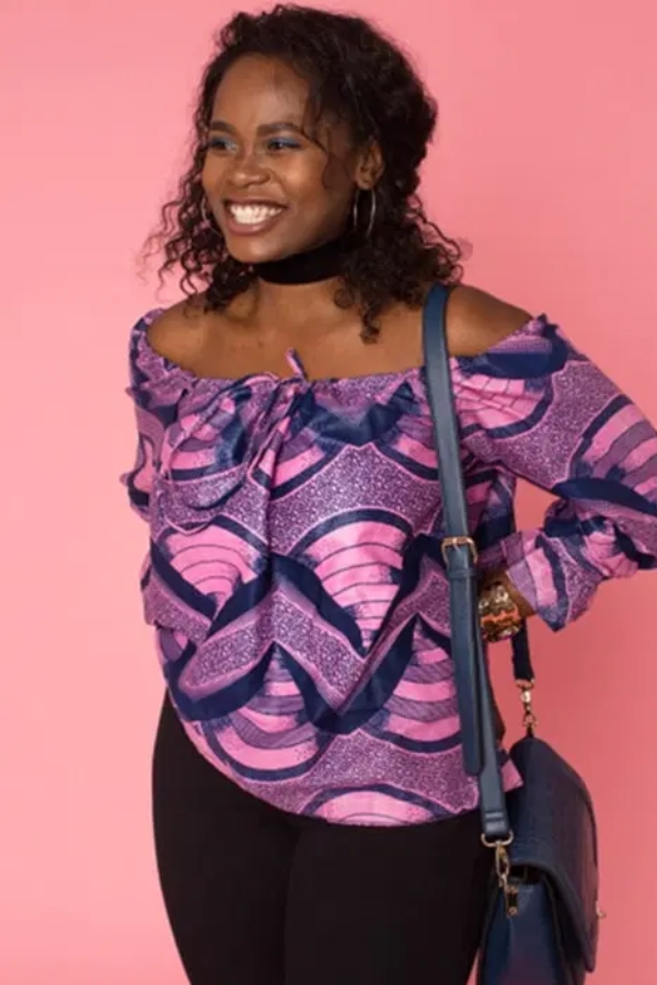 African Print Off shoulder freedom blouse