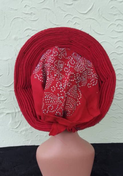 Custom made Red Gele headwrap