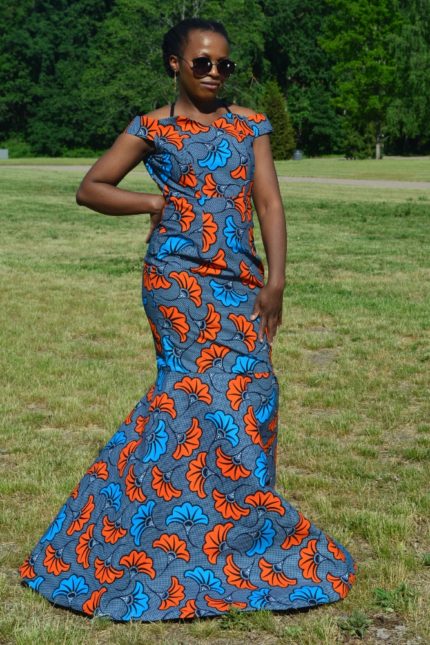 Christina African Ankara Wax Print Prom Dress