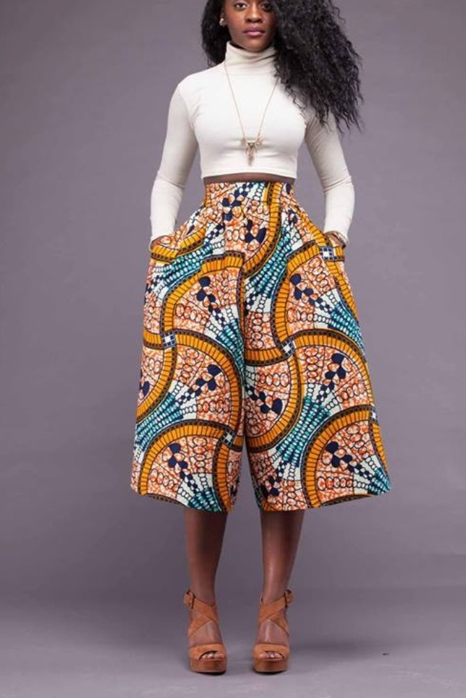 Jacenta African Print Baggy Women Midi Pant