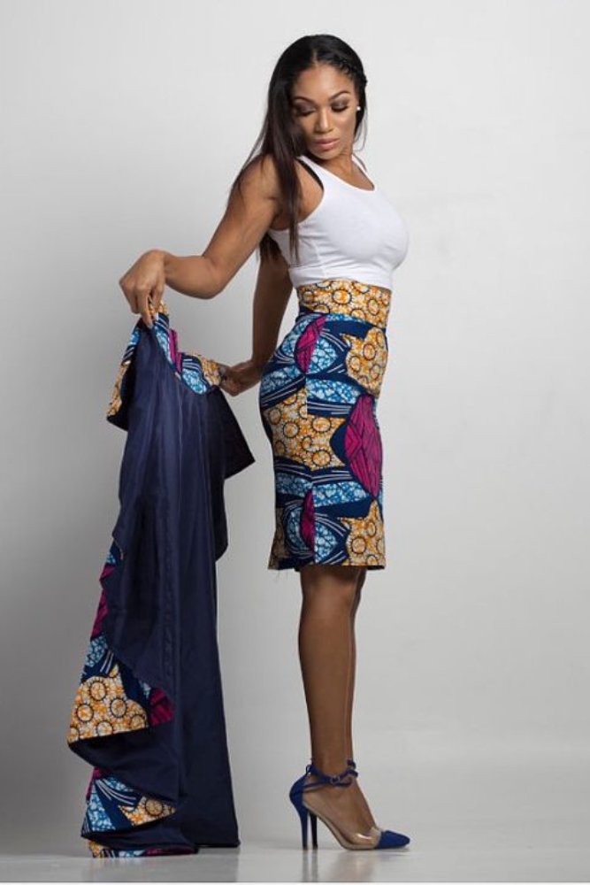 Laila Ankara print flow skirt
