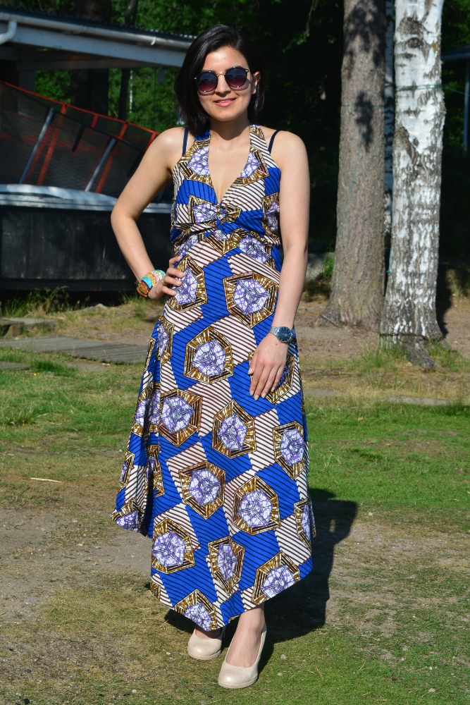 Lola African Wax Print Midi Dress