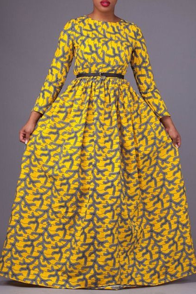 Paulina African Wax Print Ankara Maxi Dress