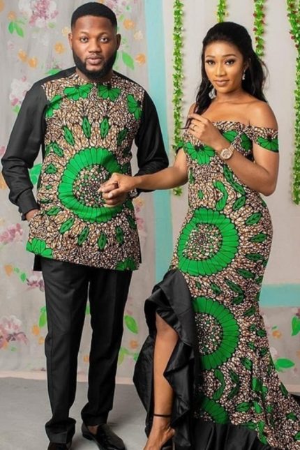 Benin Ankara print couple dress