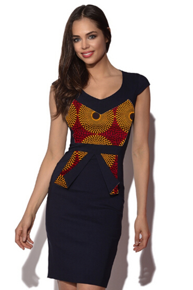 Jesica mix African print dress - Kipfashion