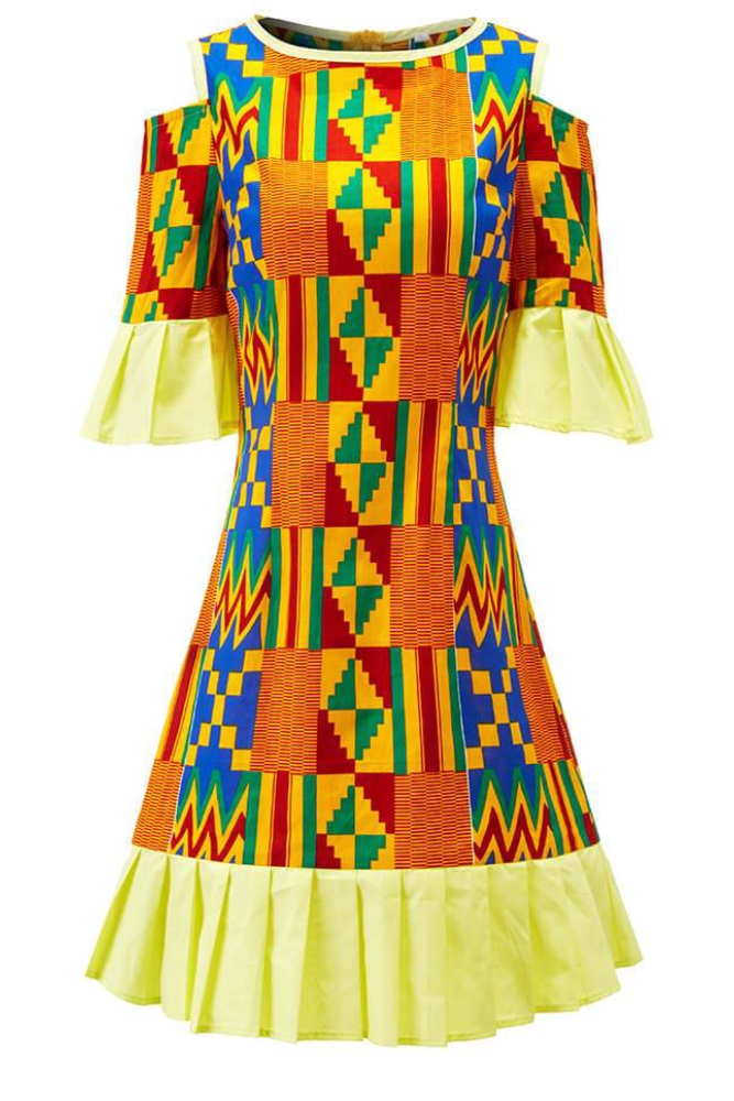 Carol African print Mixed print midi dress