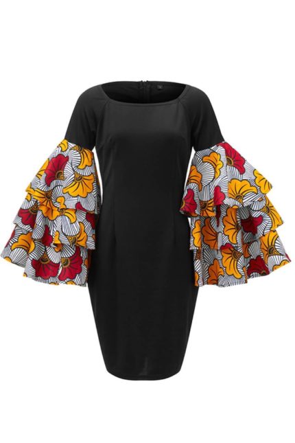 Emily African mixed print midi dress