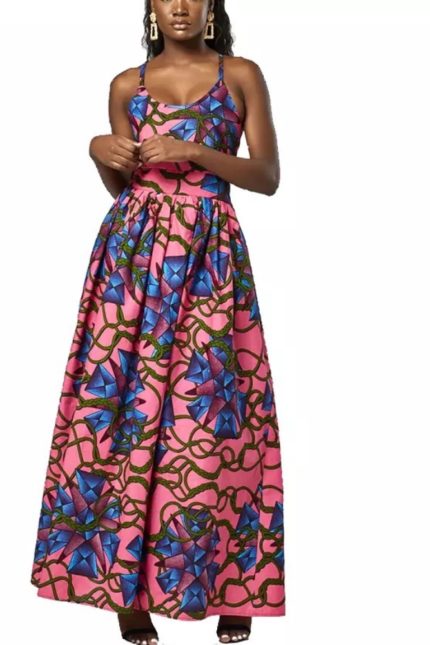 Judy Scoop Neckline African Ankara Print Dress