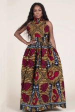 Susan halter neckline African maxi dress