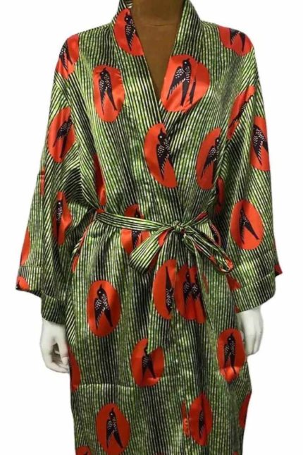 Jamila African pattern silk robe