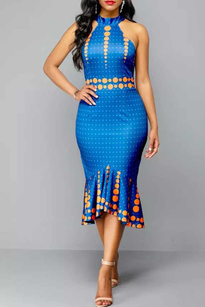 Jina African print classic midi dress