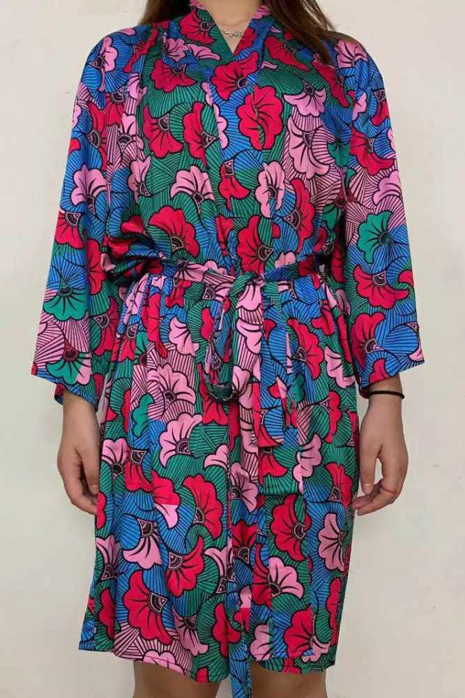 Latricia Ankara pattern silk robe