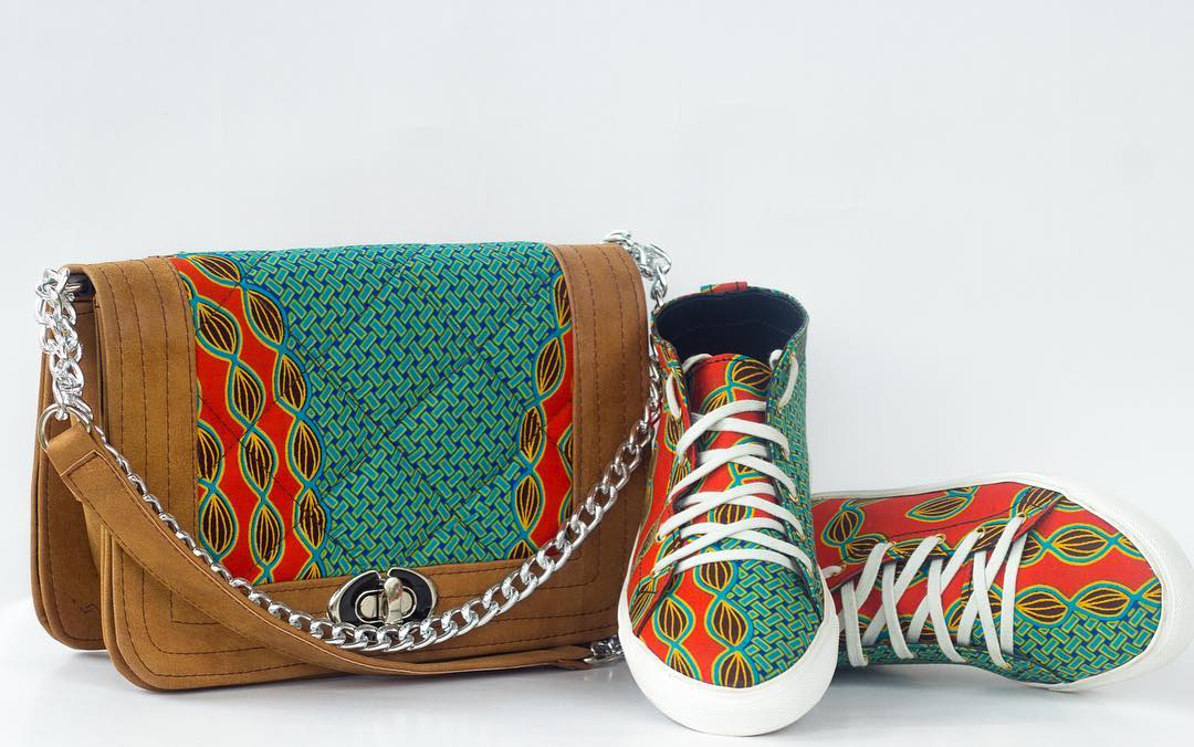 African print sneakers and handbags