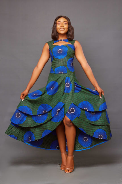 Debra African Wax Print Midi Dress